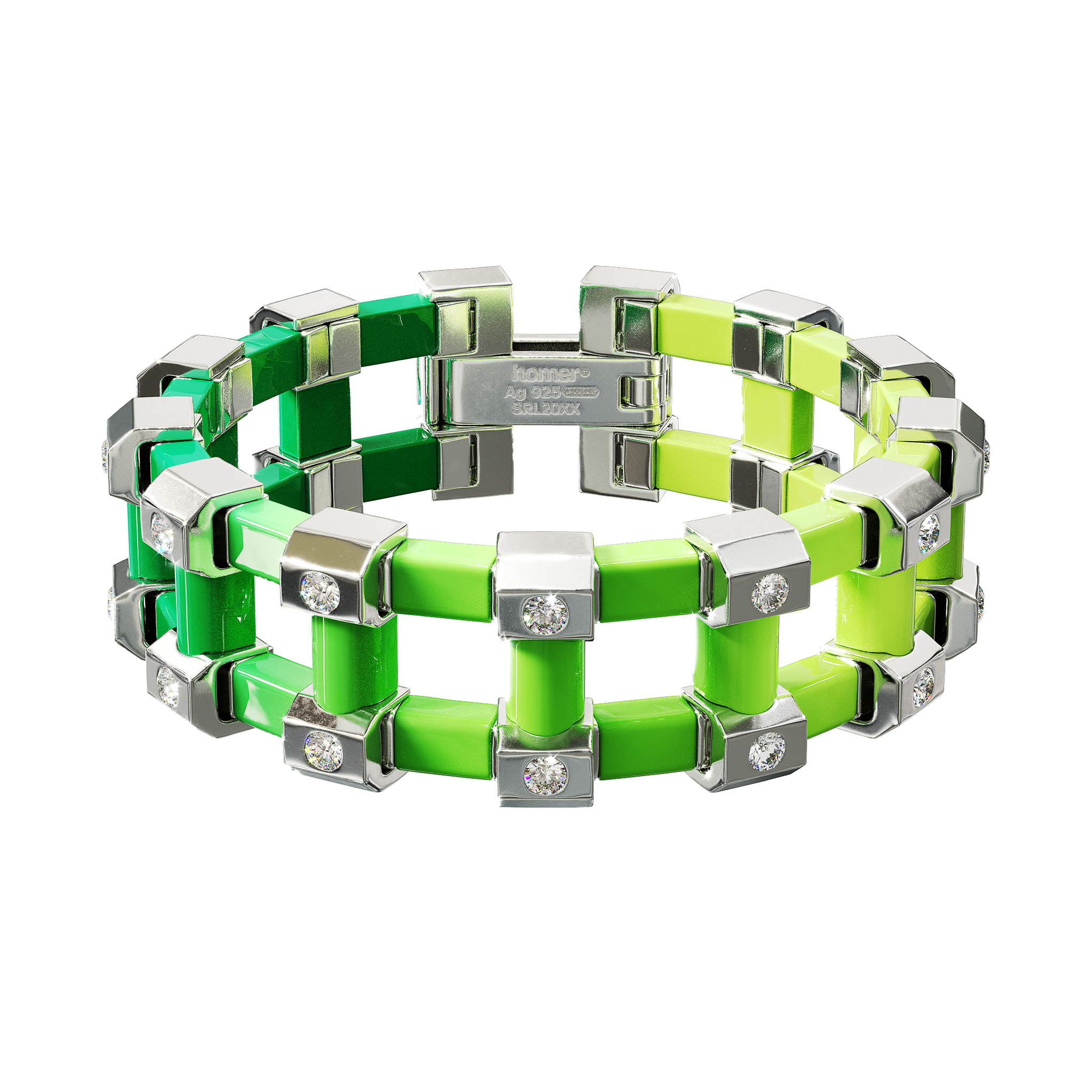 A detail of Sodium Bracelet XL in Clover Gradient